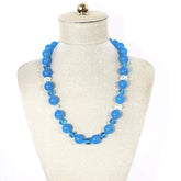 FBT - Blue Topaz Gemstone With Crystal Beaded Necklace - FashionByTeresa